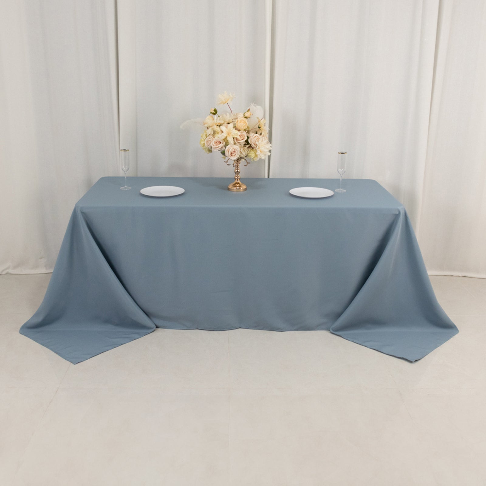 Premium Polyester 90"x132" Rectangle Tablecloth Dusty Blue - Seamless 220GSM Stain-Resistant Table Cover