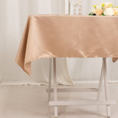 Lamour Satin 54"x54" Square Tablecloth Nude - Durable & Silk-Like Table Cover