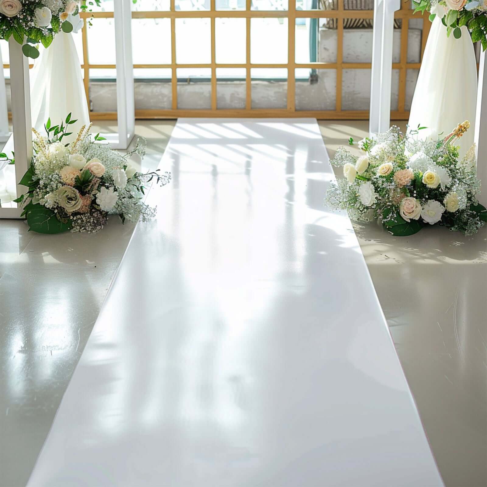 40"x100ft White PVC Aisle Runner