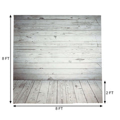 8ftx8ft White Gray Distressed Wood Panels Vinyl Photography Backdrop
