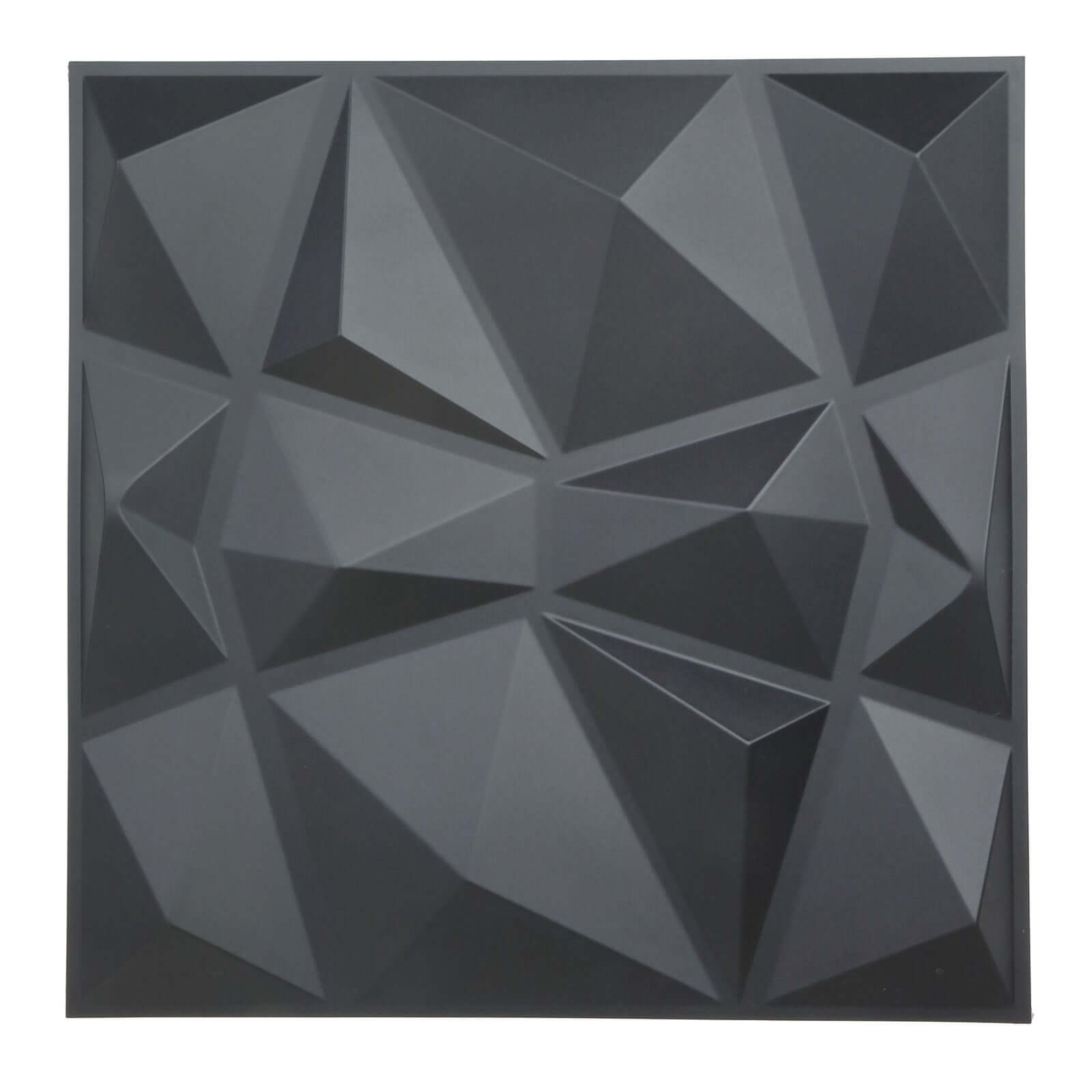 12 Pack 20"x20" Matte Black 3D Texture PVC Diamond Design Wall Tiles, Stick On Waterproof Wall Panels