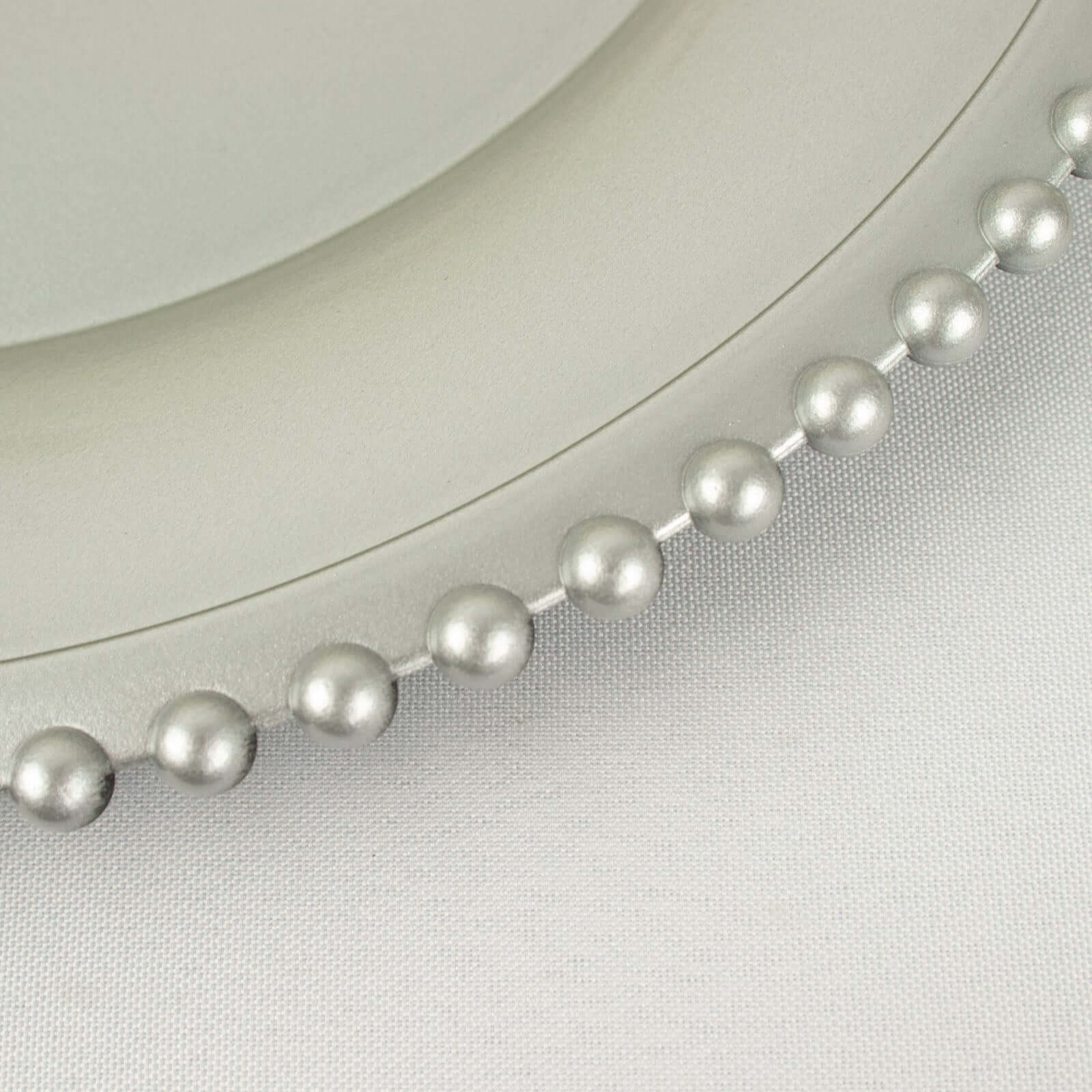 6-Pack Acrylic Round Charger Plates 13" in Silver with Beaded Rim, Decorative Dinner Party Charger Tableware