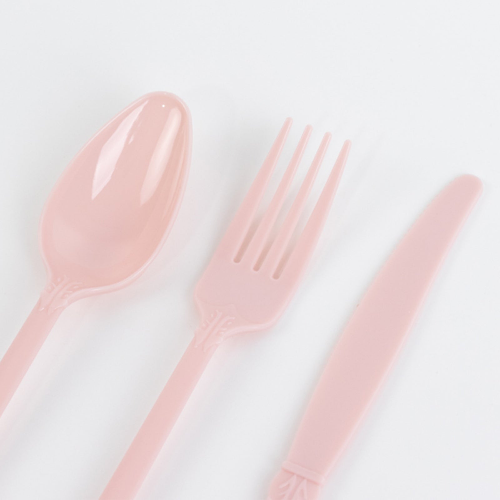 72 Pcs Plastic Silverware Set in Baroque Style Blush - Heavy Duty Disposable Knife, Fork, and Spoon Set