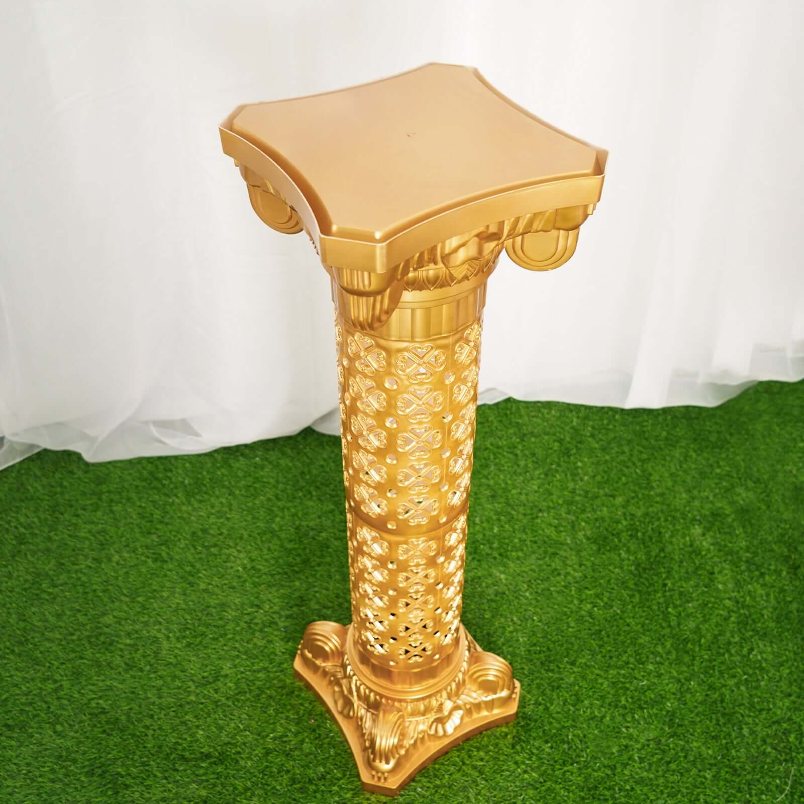 4 Pack Gold Crafted Venetian Inspired Pedestal Stand Plant Pillar - 40" Tall PVC