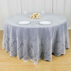 Lace 120" Round Tablecloth Ivory - Seamless Premium Design for Upscale Celebrations