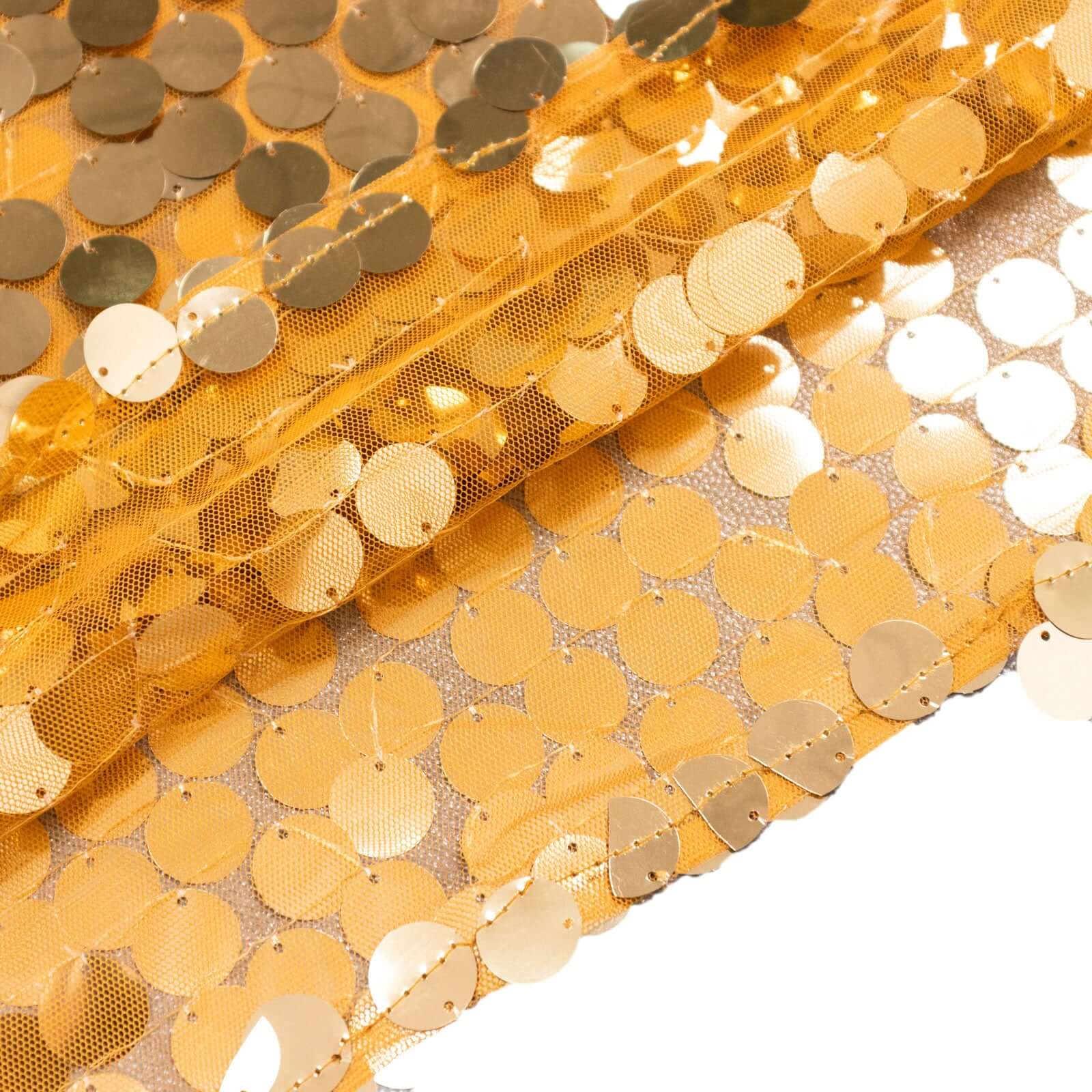 7ft Gold Double Sided Big Payette Sequin Chiara Wedding Arch Cover For Half Moon Backdrop Stand