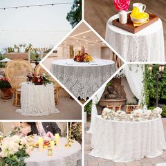 Lace 108" Round Tablecloth Ivory - Premium Design for Formal Table Settings