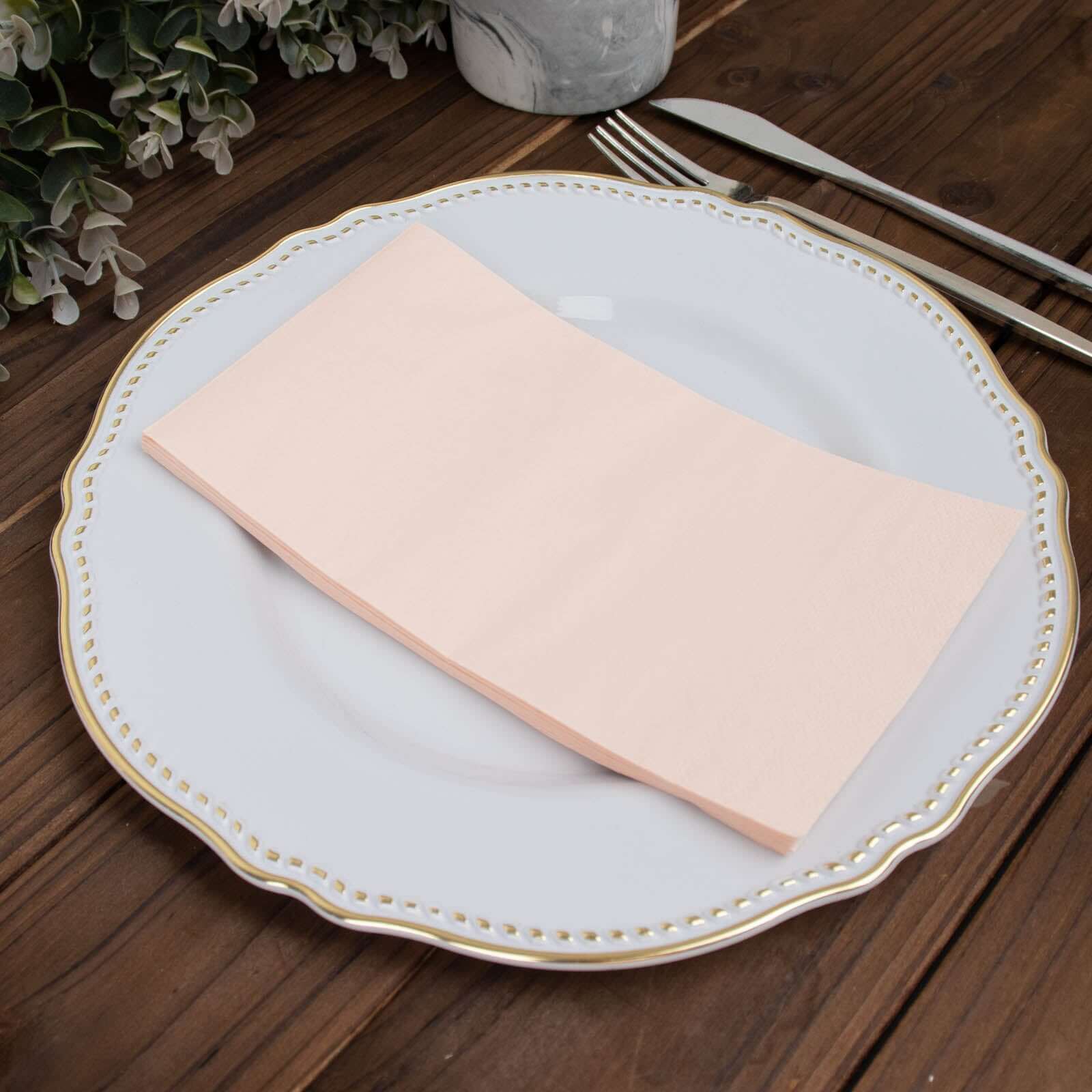 50-Pack Paper Napkins Blush - Soft Disposable 2-Ply Dinner Napkins for Weddings
