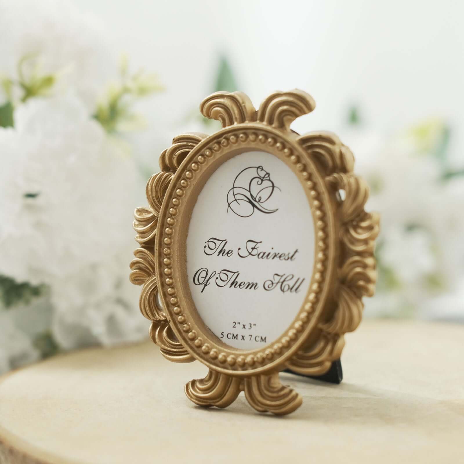 4-Pack Picture Frames Gold Resin Decorative Baroque Oval Design - Beaded Place Card Holders & Party Favors 4"