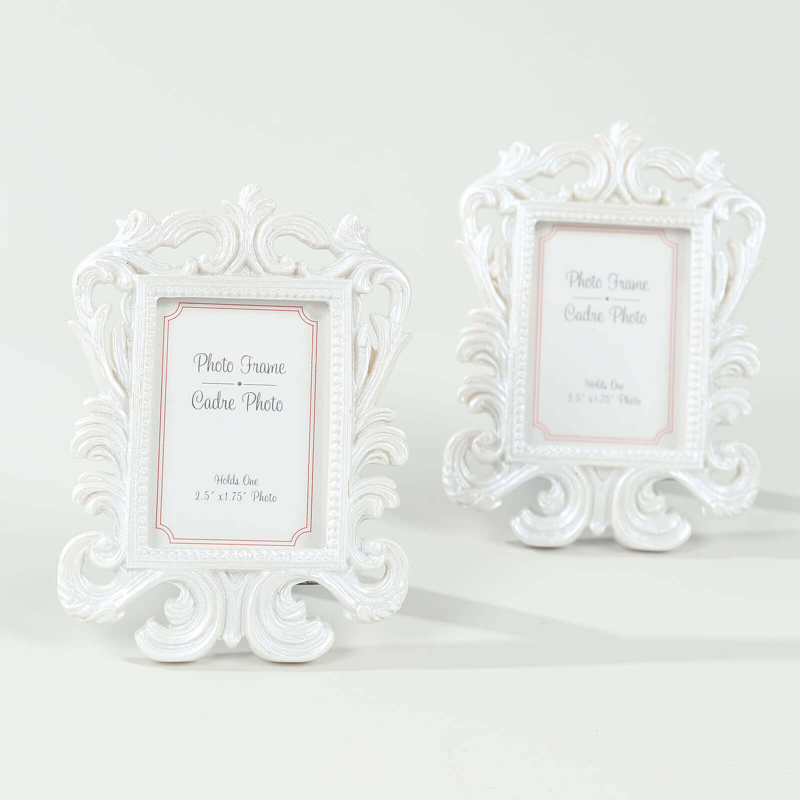 4-Pack Picture Frames White Resin Vintage Baroque Design Rectangle - Mini Photo Frame Wedding Place Card Holders & Party Favors 4"x3"