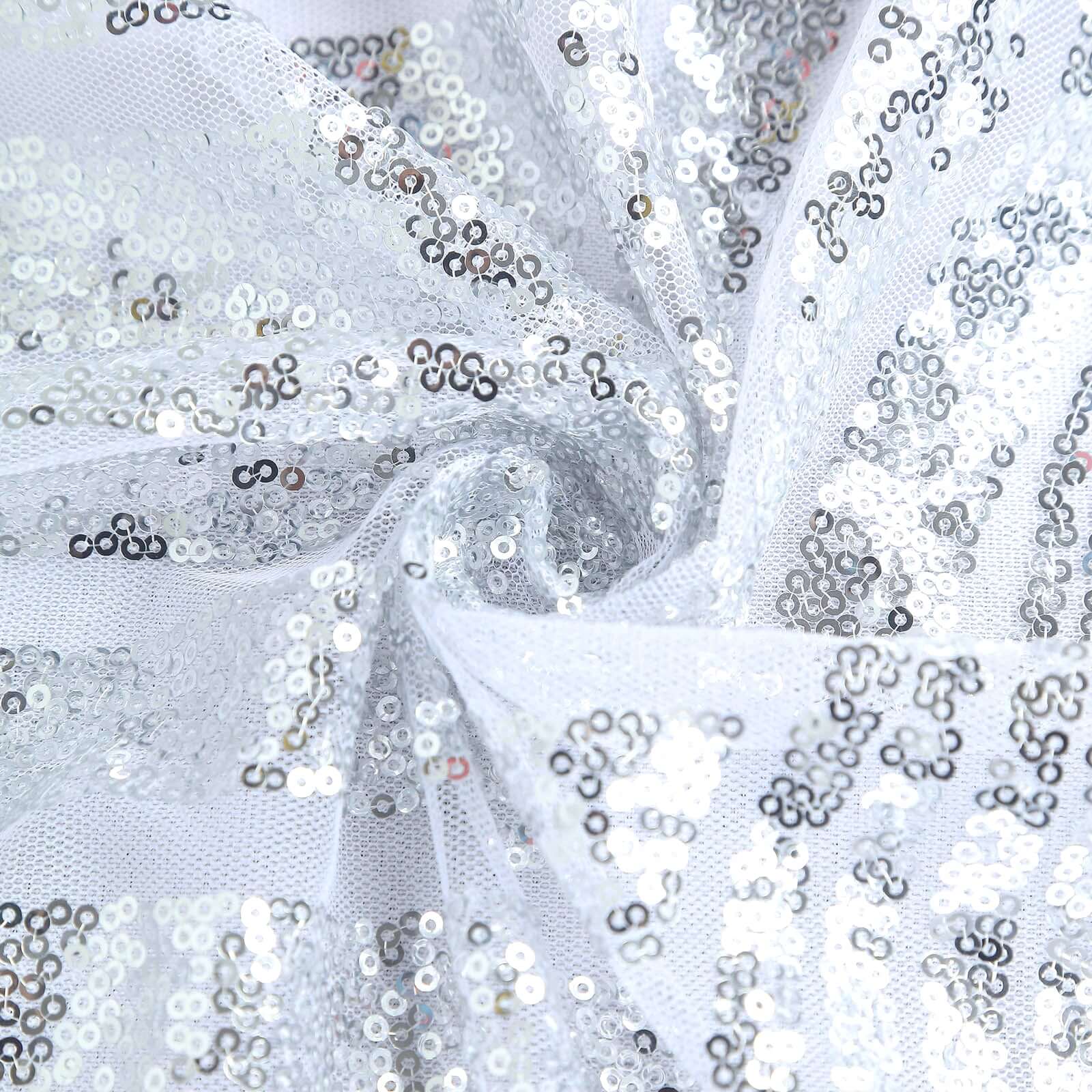 Sequin 120" Round Tablecloth Silver - Seamless Diamond Glitz Table Cover