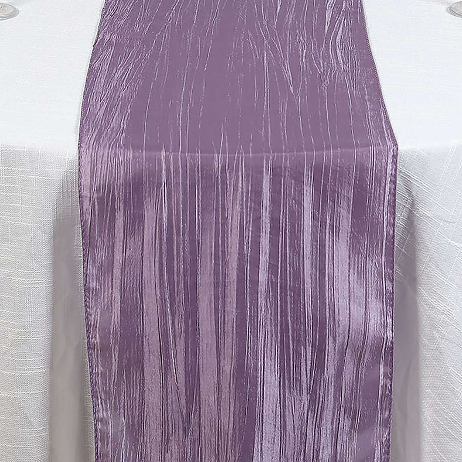 Taffeta 12"x108" Table Runner Violet Amethyst - Accordion Crinkle Design