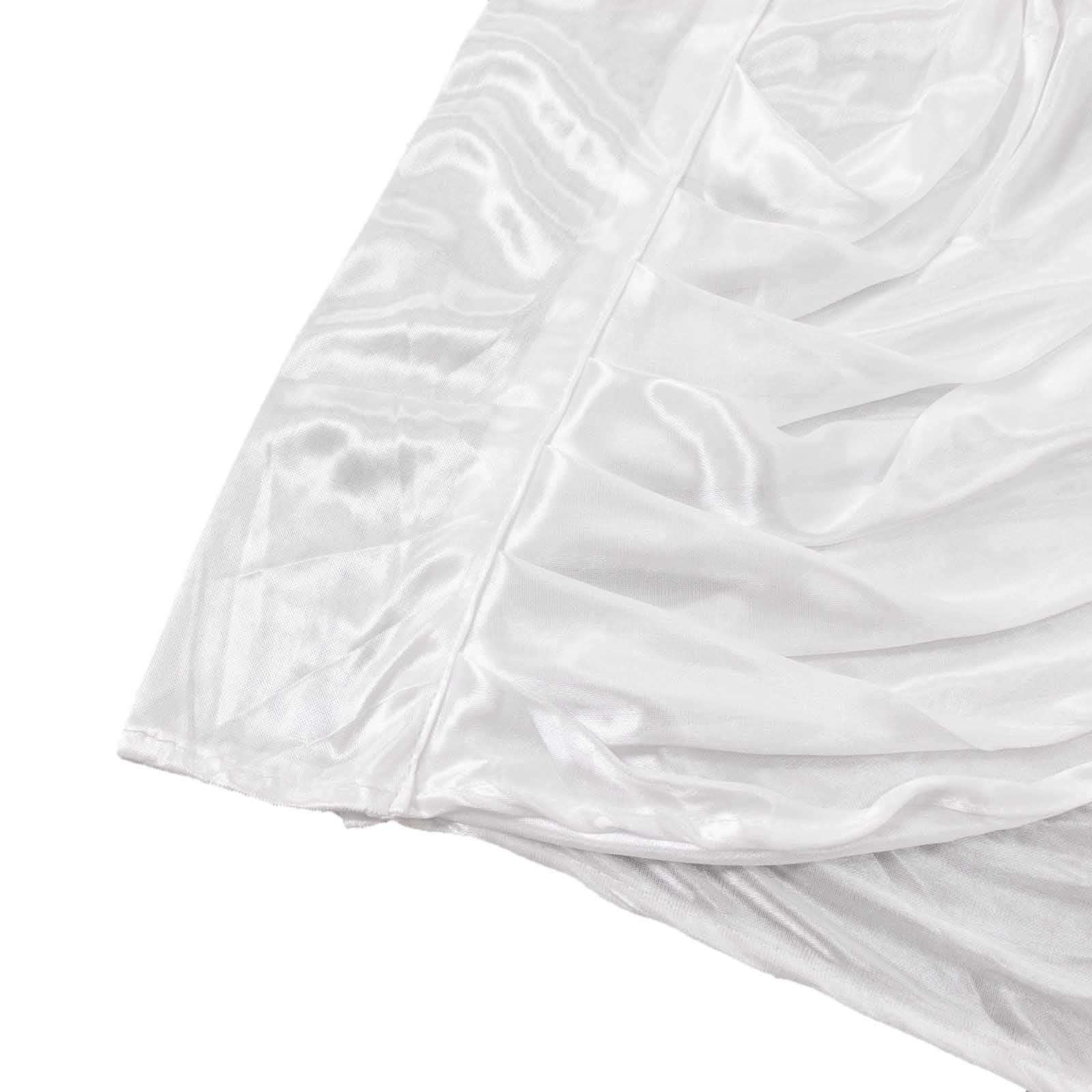 10ftx10ft White Double Drape Pleated Satin Event Curtain Drapes, Glossy Photo Backdrop Event Panel