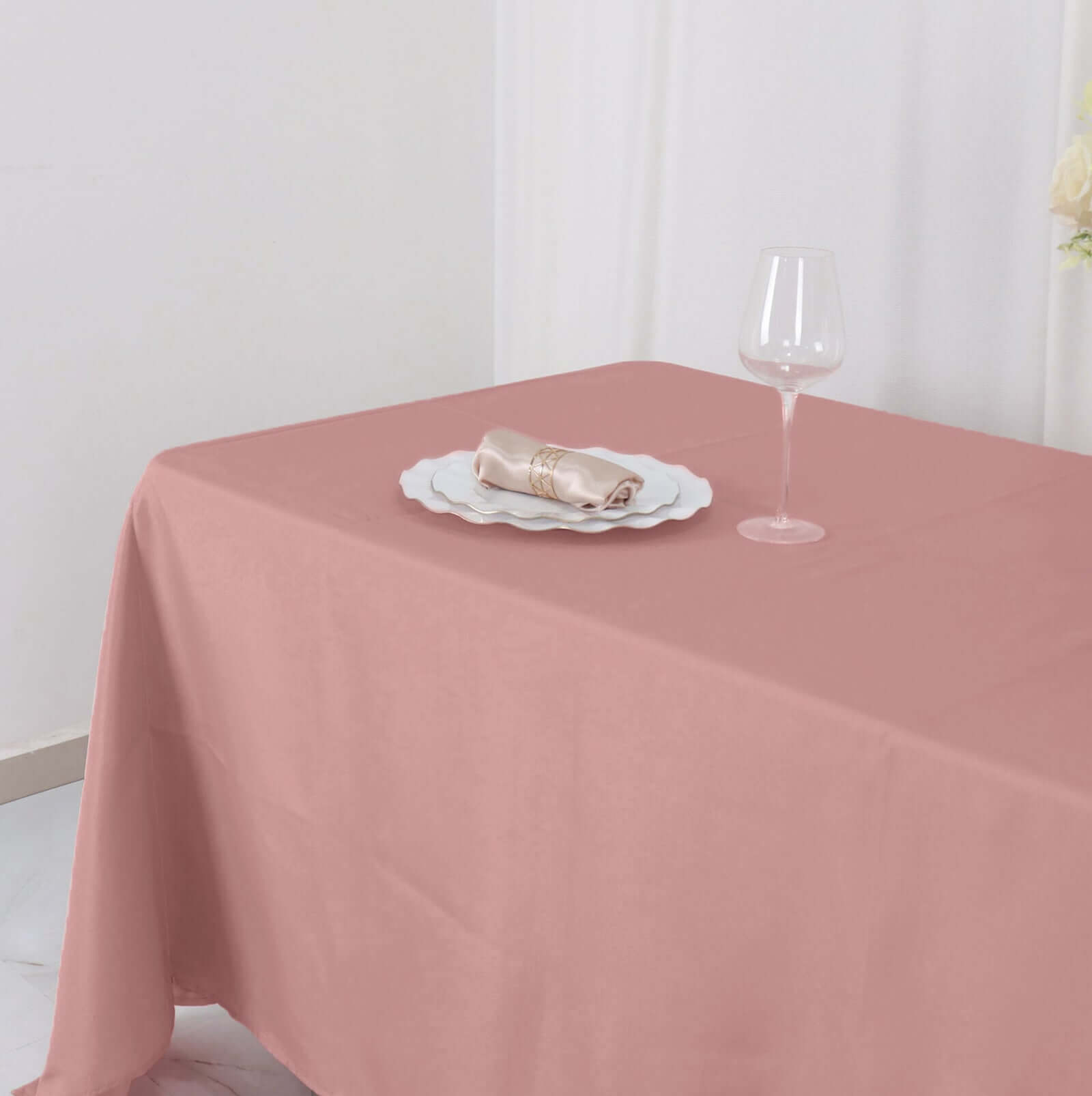 Polyester 72"x120" Rectangle Tablecloth Dusty Rose - Durable and Stylish Table Cover