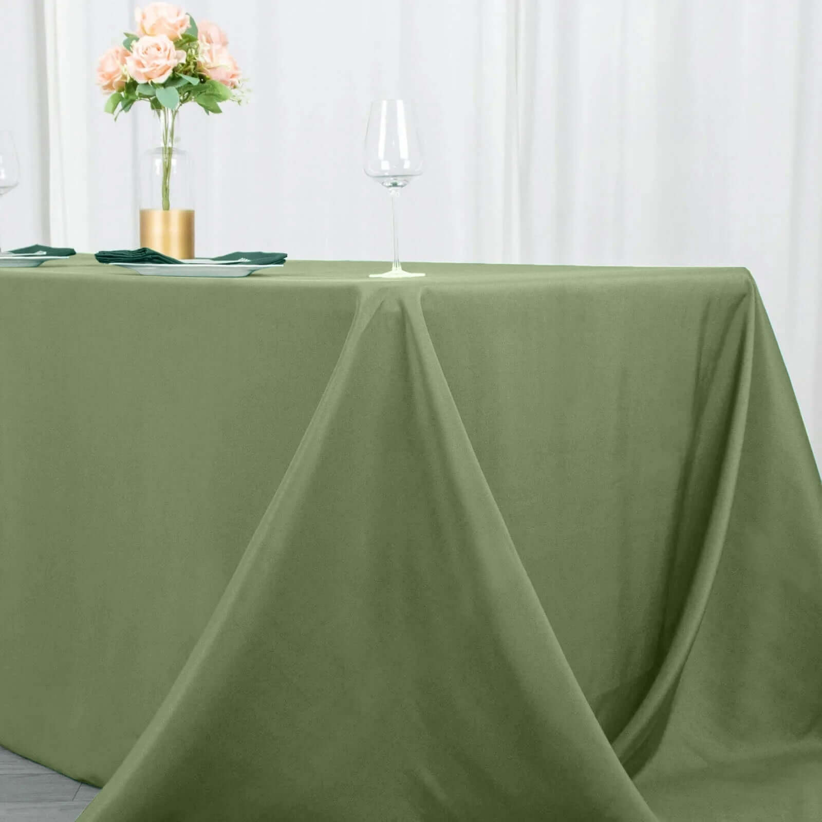 Premium Polyester 90"x132" Rectangle Tablecloth Dusty Sage Green - Seamless 220GSM Stain-Resistant Table Cover