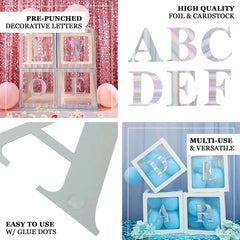 4 Pack 5" Iridescent Alphabet Stickers Banner, Customizable Stick on Letters - C