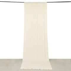 Ivory 4-Way Stretch Spandex Event Curtain Drapes, Wrinkle Free Backdrop Event Panel with Rod Pockets - 5ftx14ft