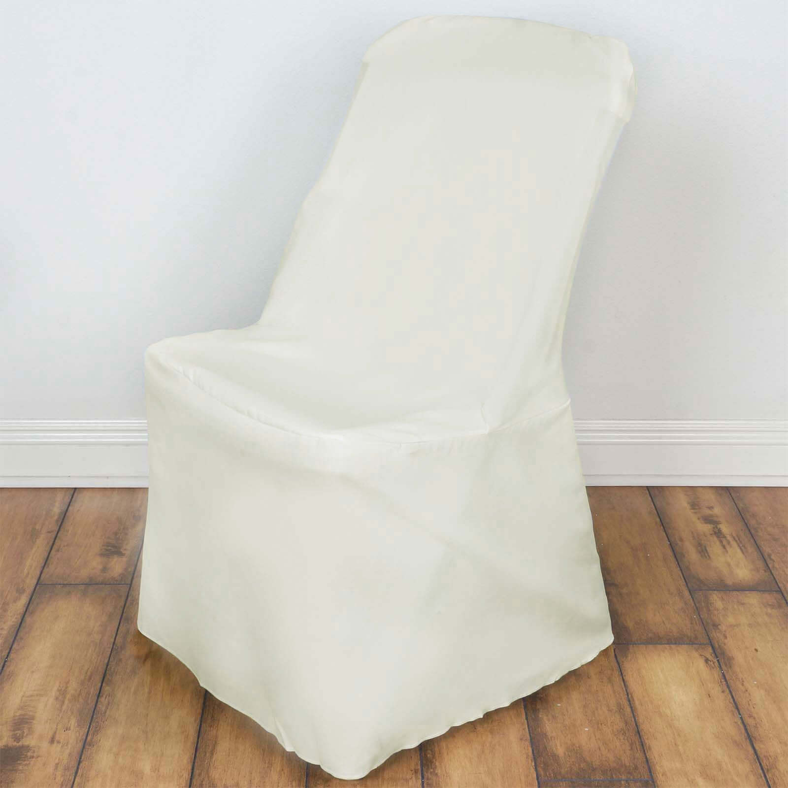 Polyester Chair Cover for Folding Lifetime Chairs Ivory - Reusable Durable Slip-On Cover