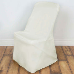 Polyester Chair Cover for Folding Lifetime Chairs Ivory - Reusable Durable Slip-On Cover