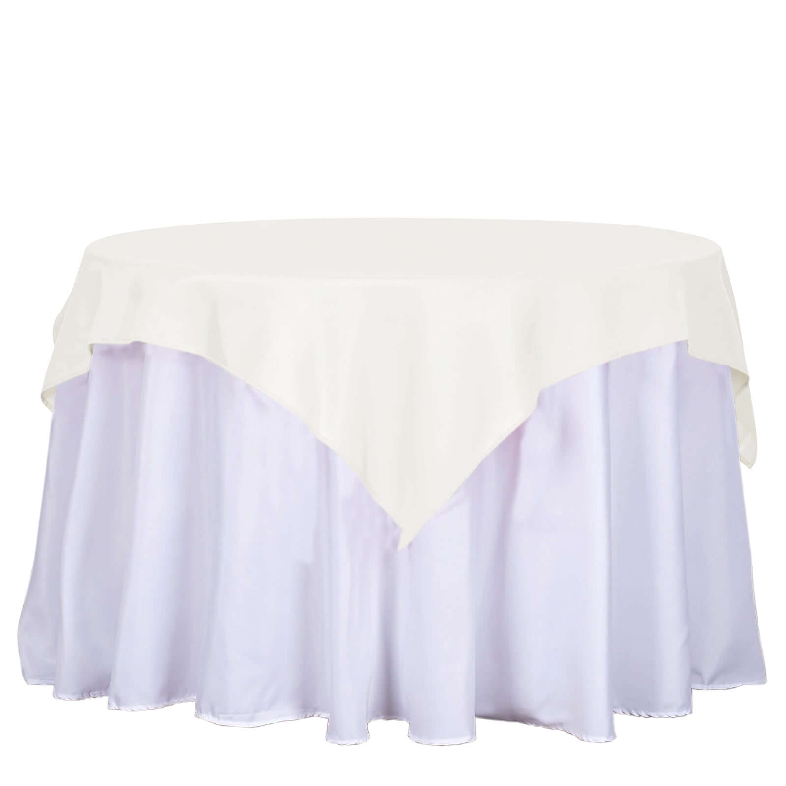 Polyester 54"x54" Table Overlay Square Tablecloth Ivory - Wrinkle-Resistant & Durable Table Cover