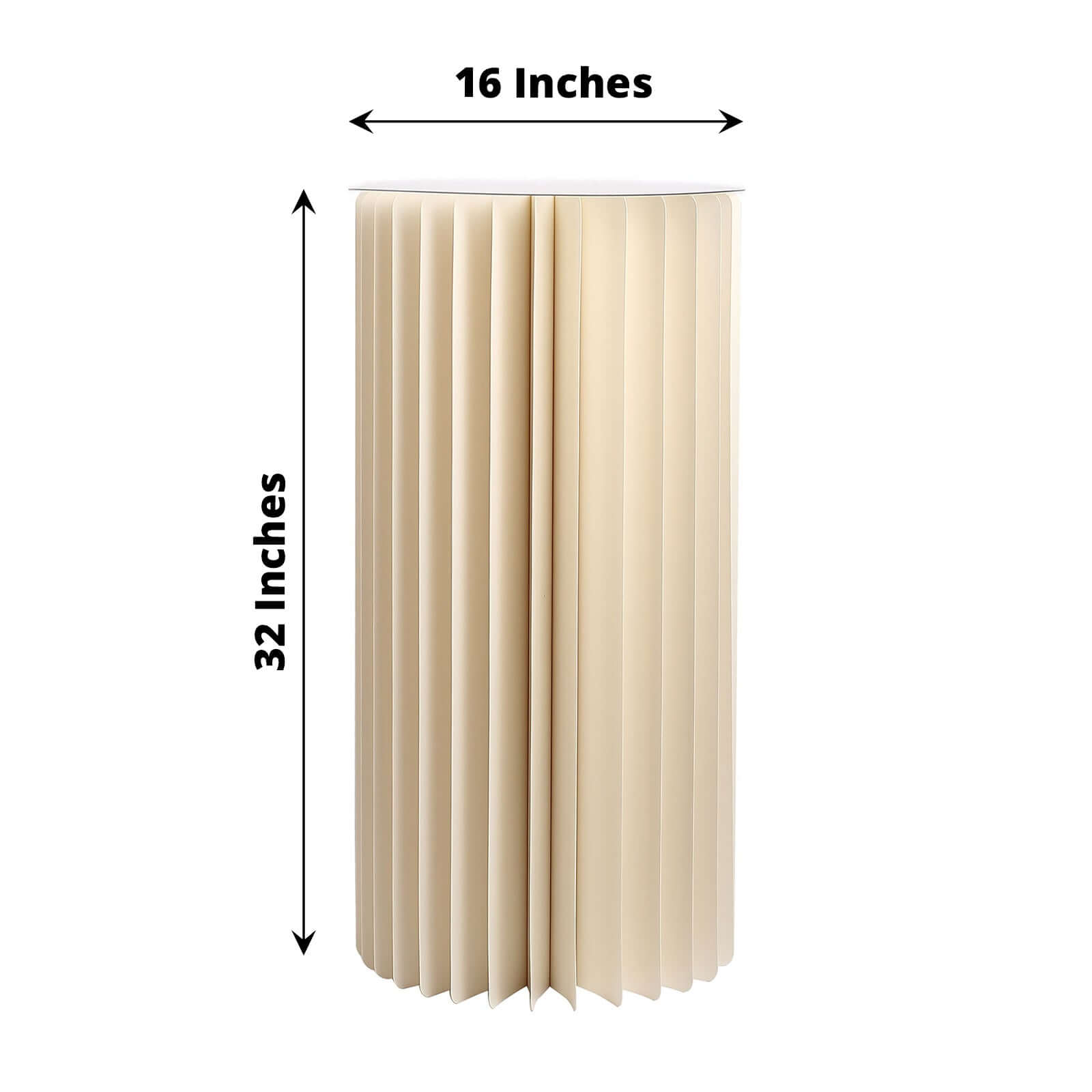 32" Ivory Cylinder Display Column Stand, Pillar Pedestal Stand With Top Plate