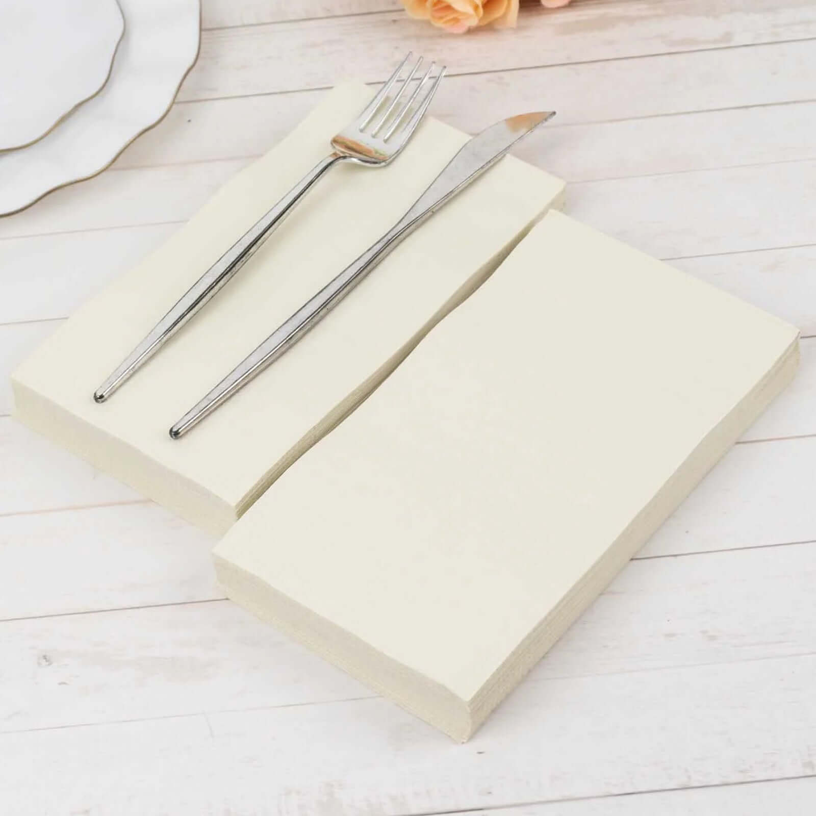 50-Pack Paper Napkins Ivory - Soft Disposable 2-Ply Dinner Napkins for Weddings