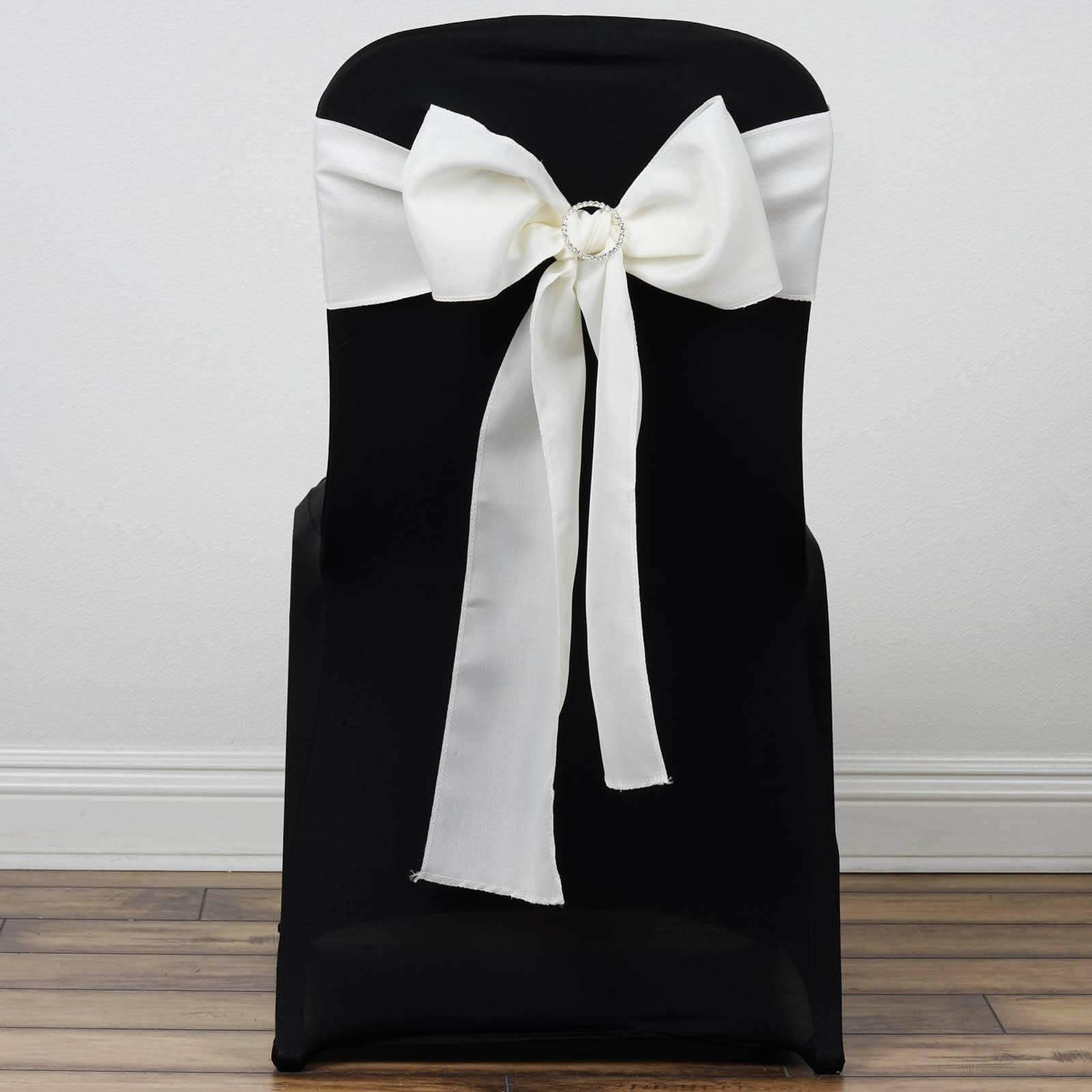 5 Pack Polyester Chair Sashes Ivory 6"x108"
