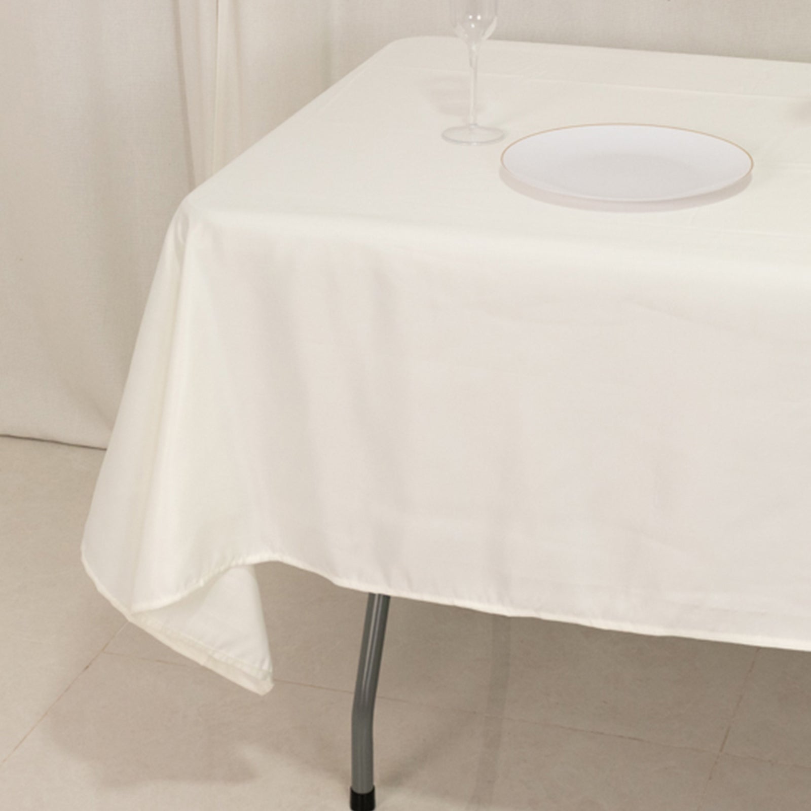 Lamour Satin 60"x102" Rectangle Tablecloth Ivory - Durable & Silky Soft Feel Table Cover