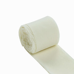 2 Pack 6yd Ivory Silk-Like Chiffon Linen Ribbon Roll For Bouquets, Wedding Invitations Gift Wrapping