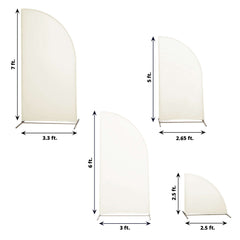 Set of 4 Matte Ivory Spandex Half Moon Chiara Backdrop Stand Covers, Custom Fitted Wedding Arch Covers - 2.5ft,5ft,6ft,7ft