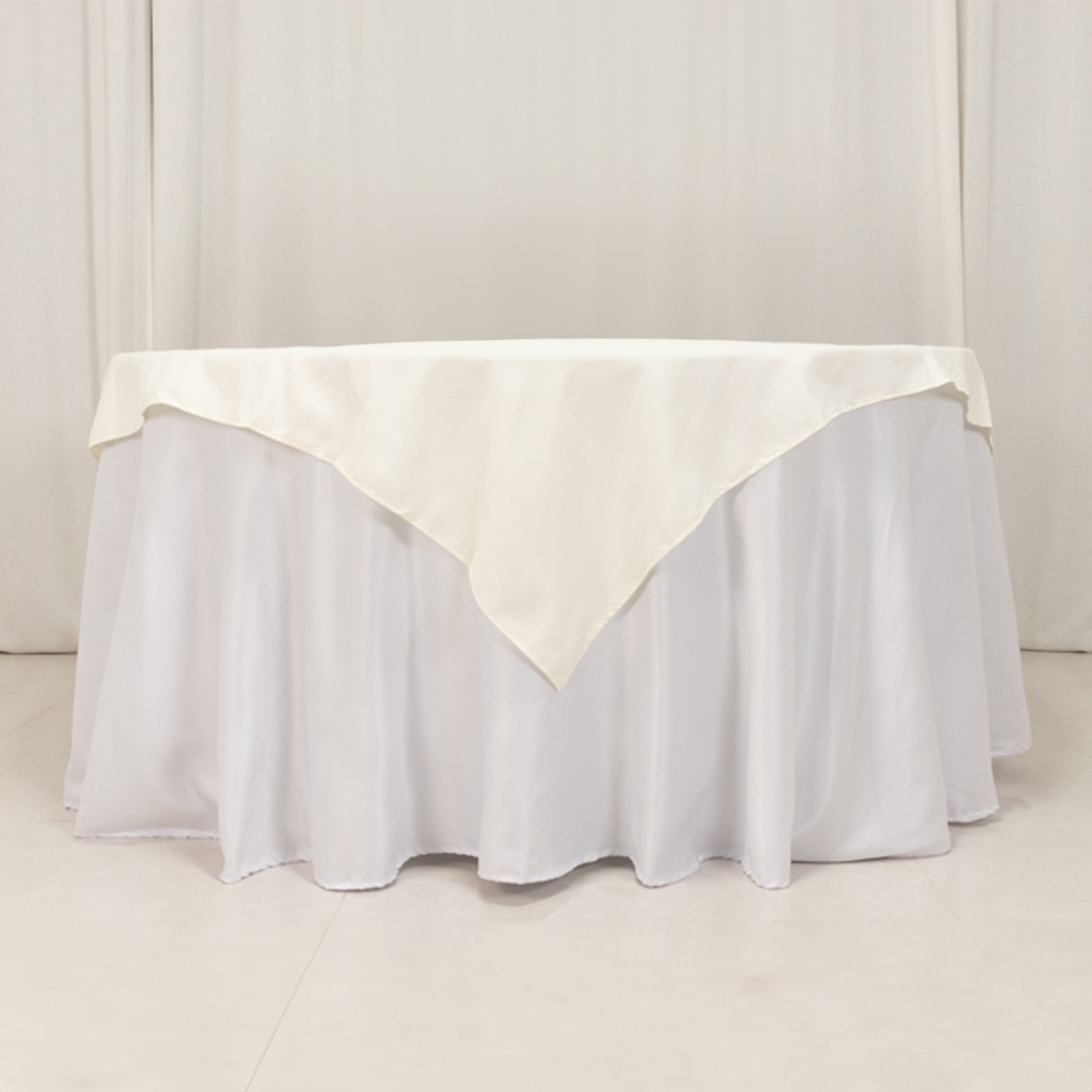 Cotton Blend 54"x54" Table Overlay Square Tablecloth Ivory - Wrinkle-Resistant Table Topper