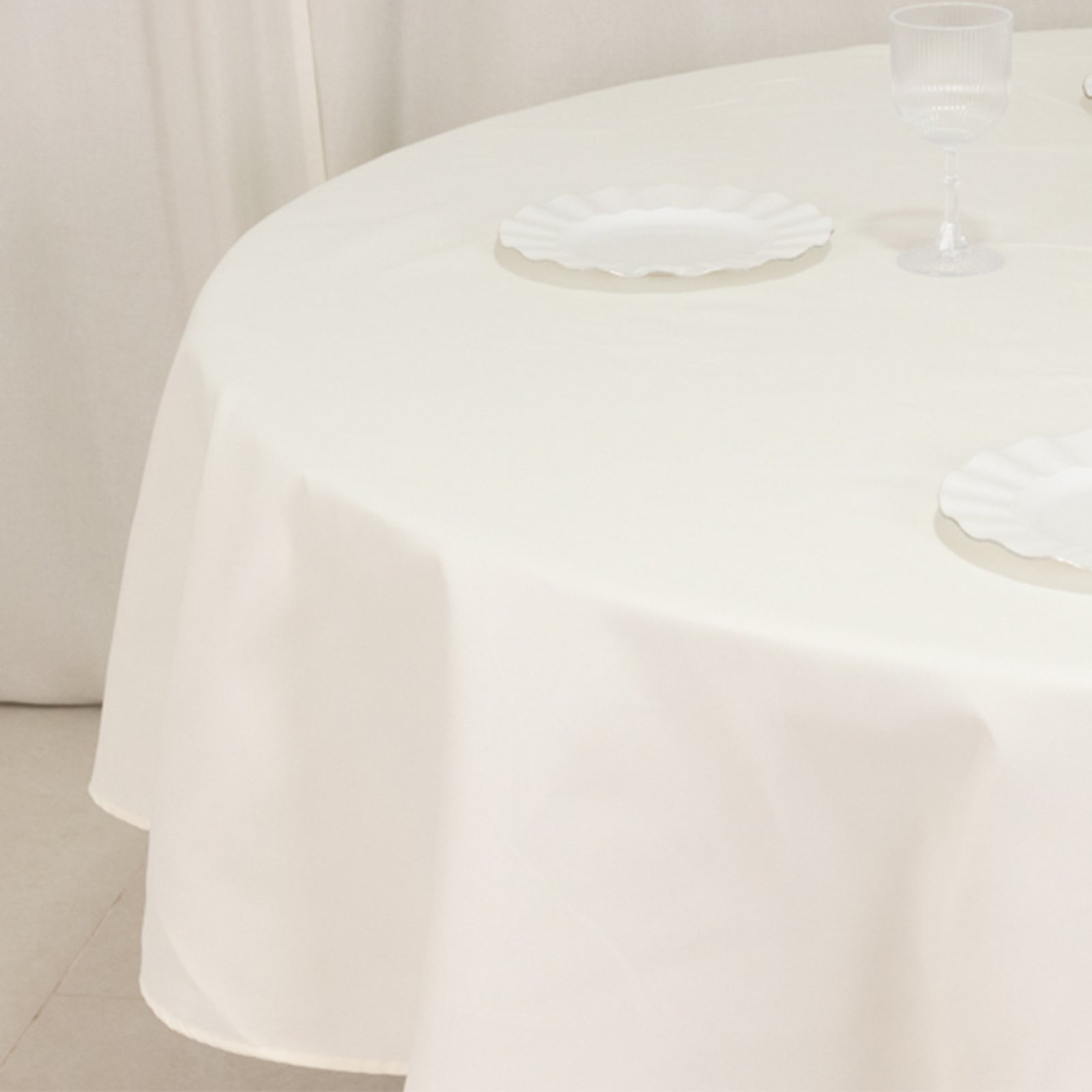 Cotton Blend 90" Round Tablecloth Ivory - Wrinkle-Resistant Table Cover