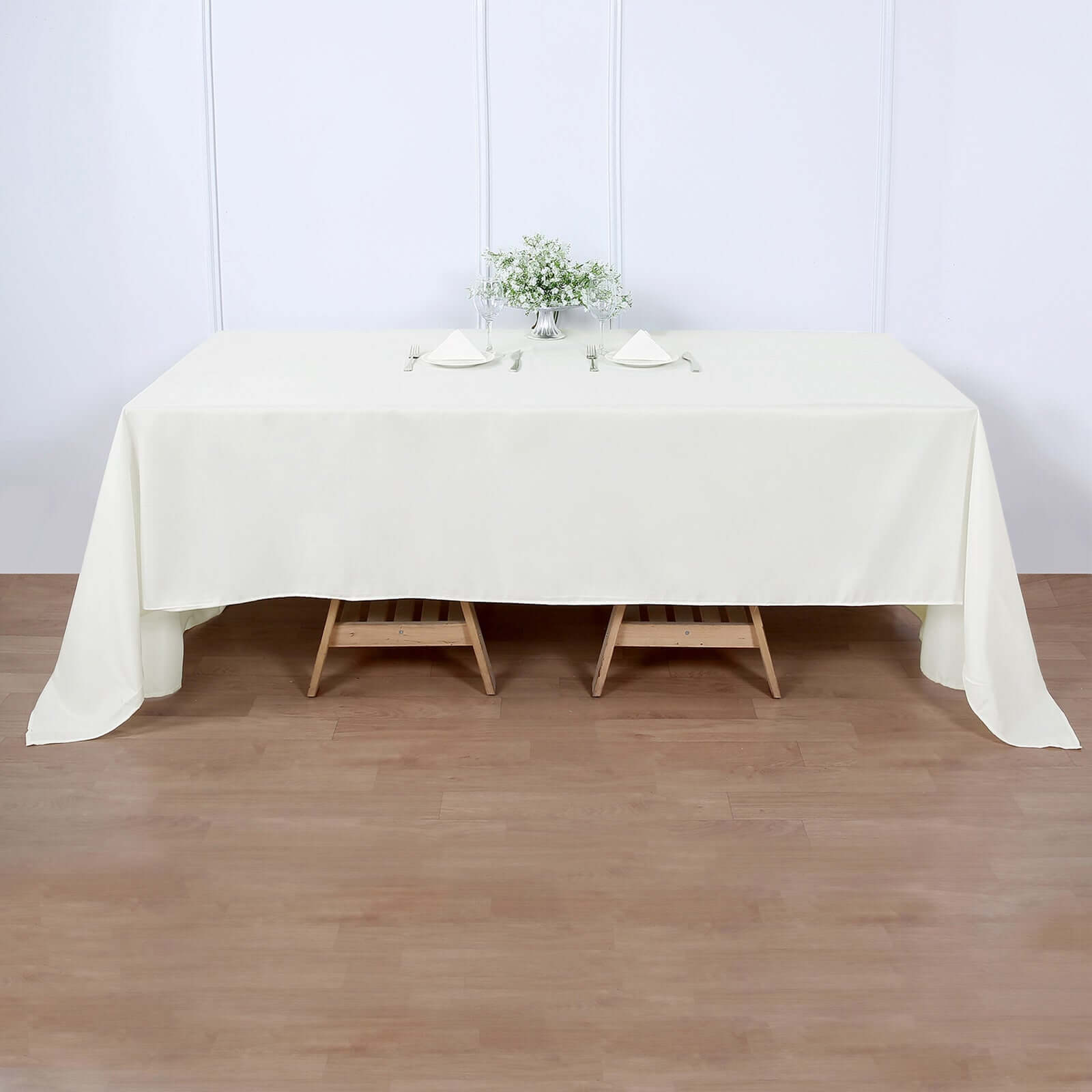 Polyester 60"x126" Rectangle Tablecloth Ivory - Wrinkle-Resistant Design Table Cover