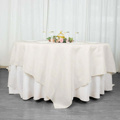 Premium Polyester 90"x90" Table Overlay Square Tablecloth Ivory 220GSM Wrinkle-Resistant Table Cover