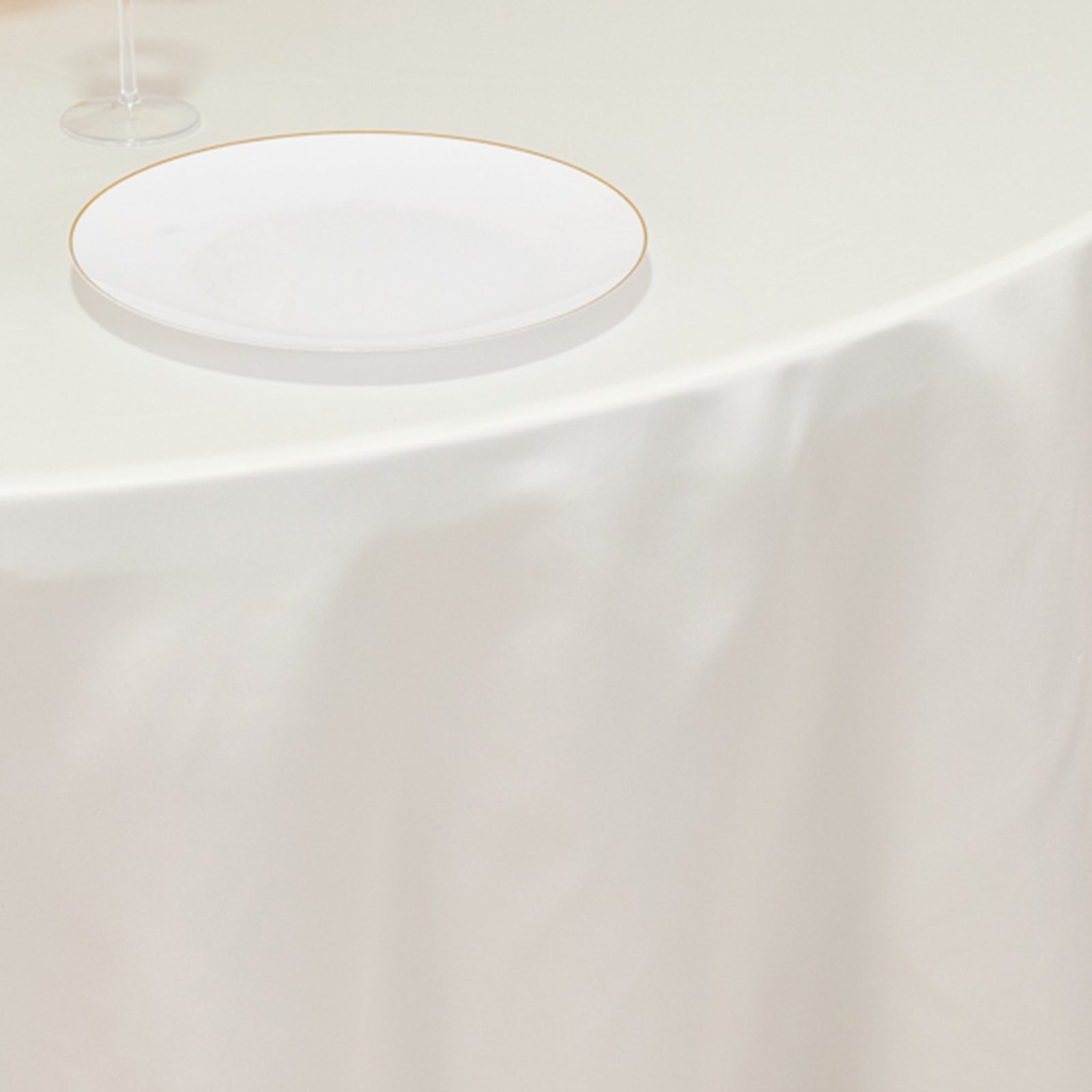 Lamour Satin 120" Round Tablecloth Ivory - Seamless Table Cover with Soft Tempered Sheen