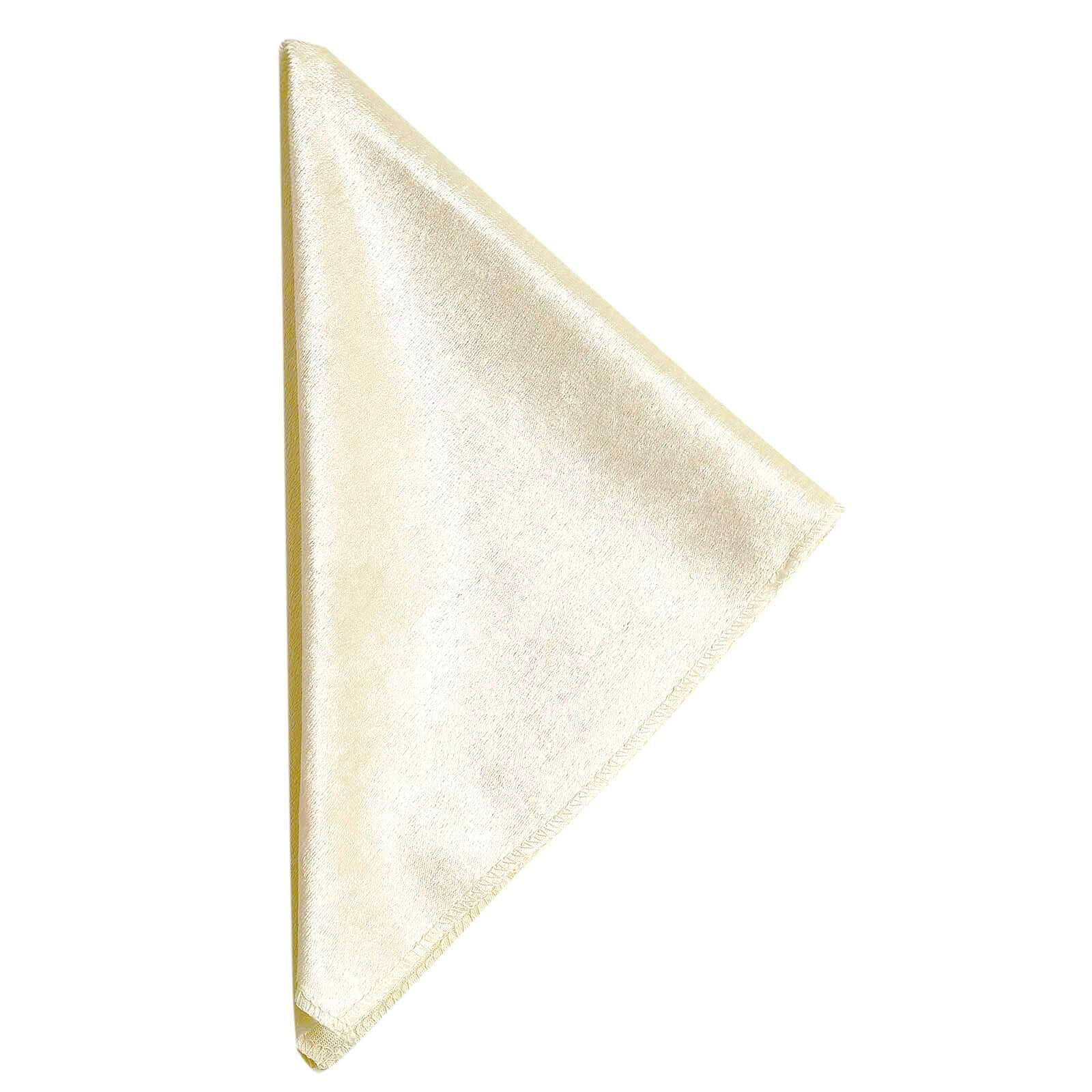 5 Pack Premium Velvet 20"x20" Napkins Ivory - Soft Sheen Finish Cloth Napkins