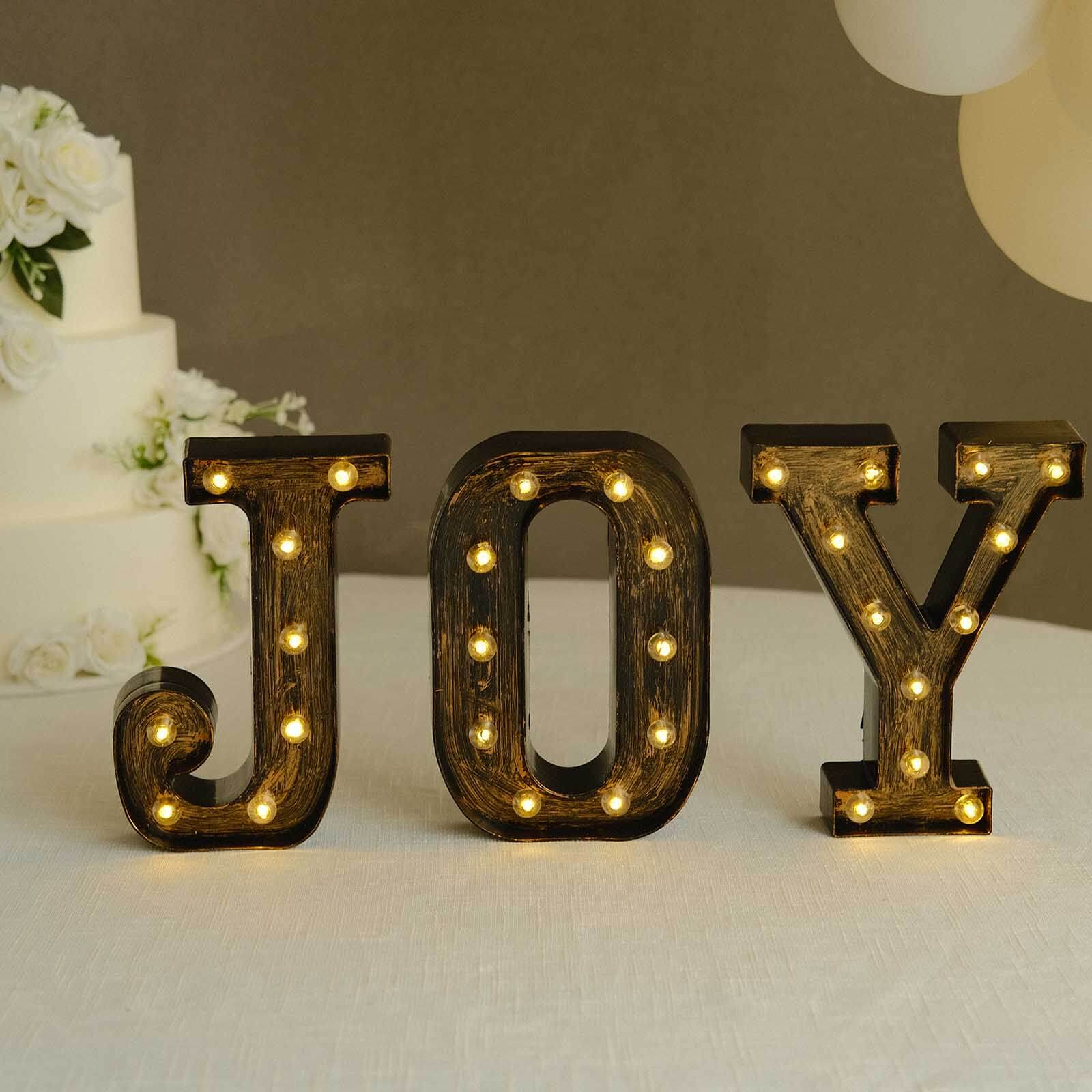 LED Marquee Letter "Y" Industrial Style Antique Black - Light-Up Alphabet Sign for Weddings & Displays 9"