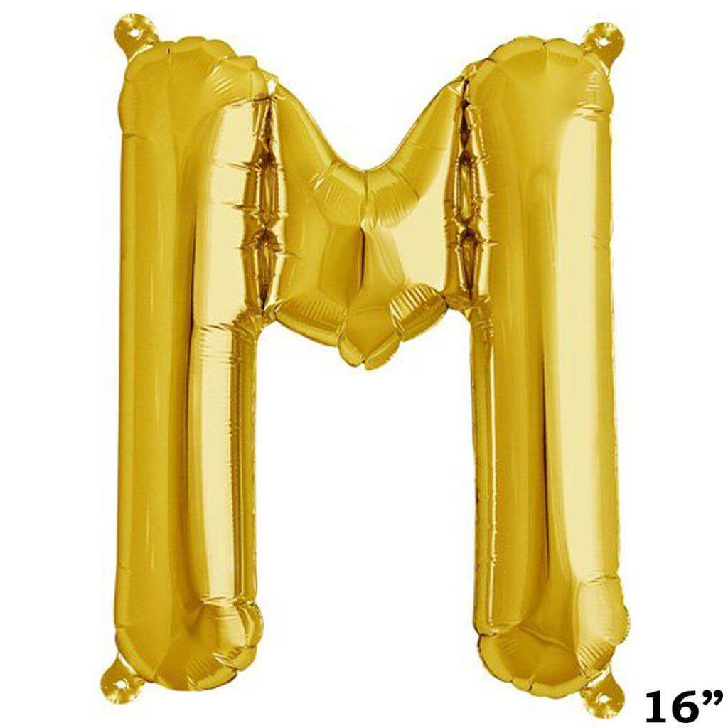 13" Gold Letter & Number Balloons, Shiny Metallic Mylar Foil Alphabet Balloons