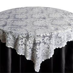 Lace 72"x72" Table Overlay Square Tablecloth Ivory - Victorian Design for Timeless Celebrations