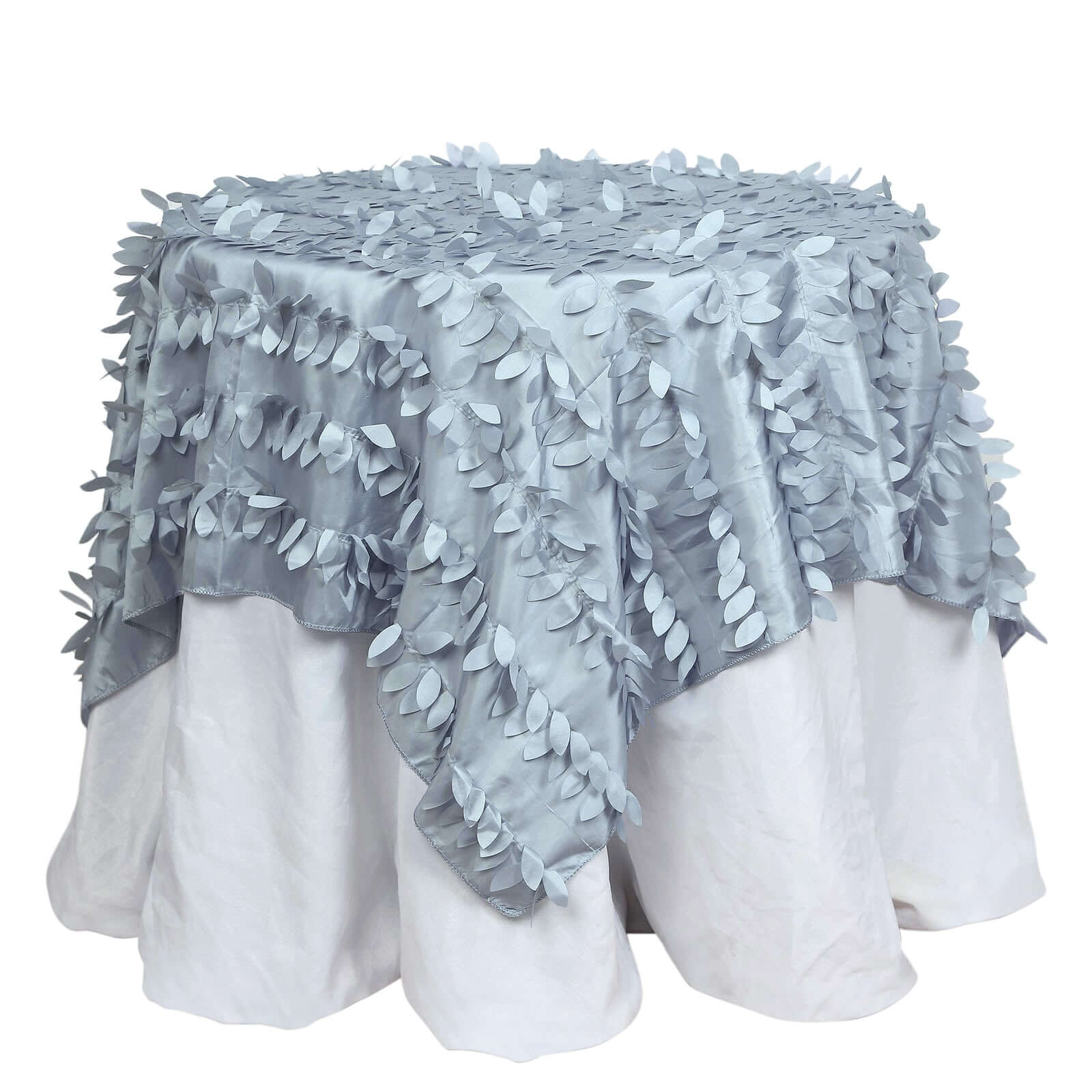 Taffeta 54"x54" Table Overlay Square Tablecloth Dusty Blue 3D Leaf Petal Table Cover