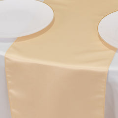 Lamour Satin 12"x108" Table Runner Beige - Smooth & Lustrous Finish
