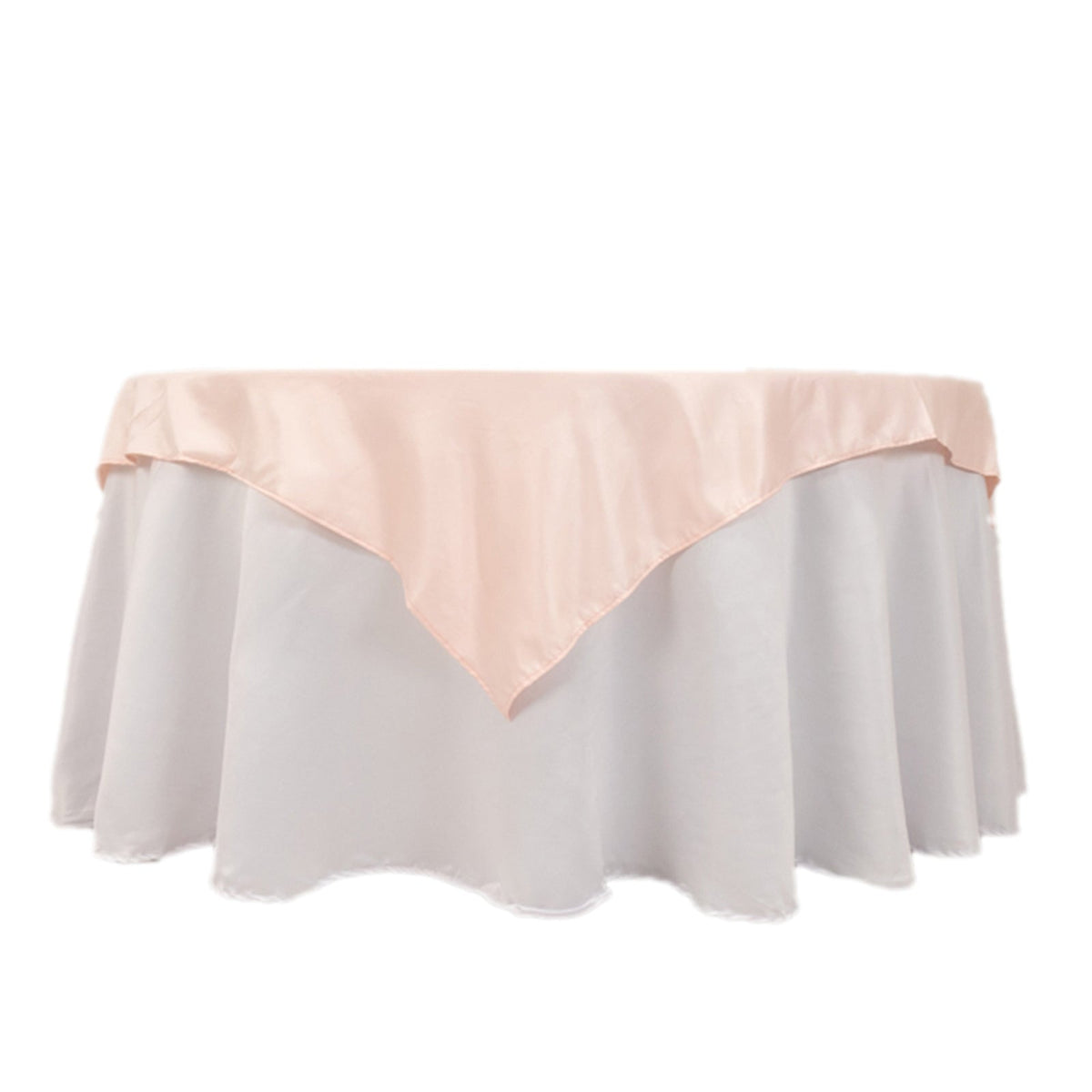 Lamour Satin 54"x54" Table Overlay Square Tablecloth Blush - Durable & Silk-Like Table Cover