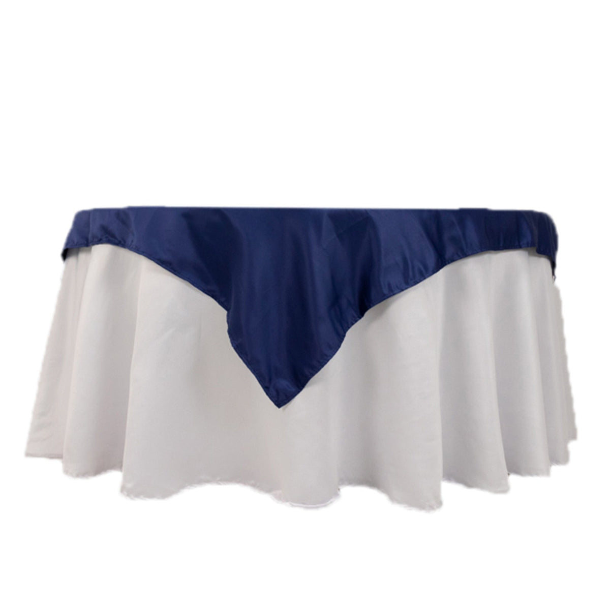 Lamour Satin 54"x54" Table Overlay Square Tablecloth Navy Blue - Durable & Silk-Like Table Cover