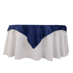 Lamour Satin 54"x54" Table Overlay Square Tablecloth Navy Blue - Durable & Silk-Like Table Cover