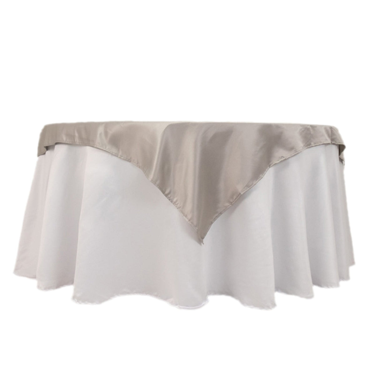 Lamour Satin 54"x54" Table Overlay Square Tablecloth Silver - Durable & Silk-Like Table Cover