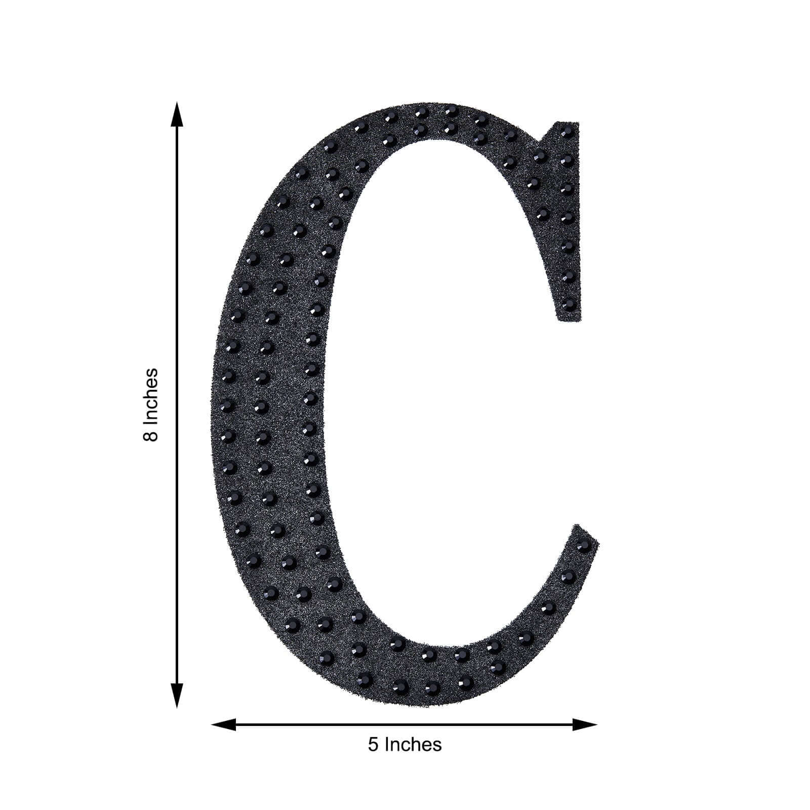 Decorative Rhinestone Alphabet "C" Letter Stickers, Glitter Adhesive Craft Letters Black DIY Sparkle Embellishments 8"