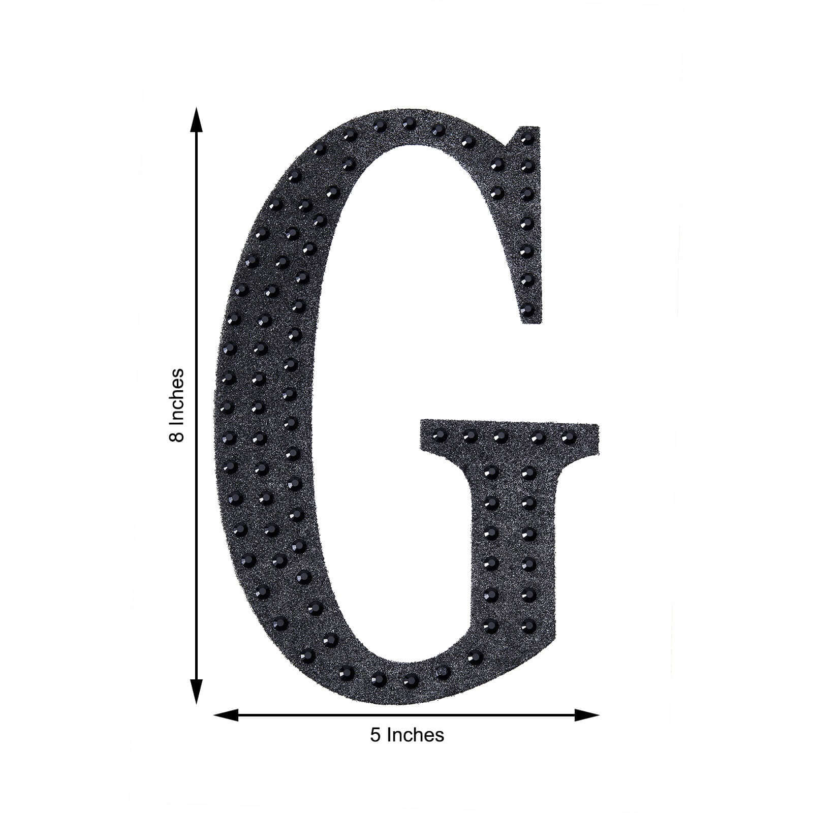 Decorative Rhinestone Alphabet "G" Letter Stickers, Glitter Adhesive Craft Letters Black DIY Sparkle Embellishments 8"