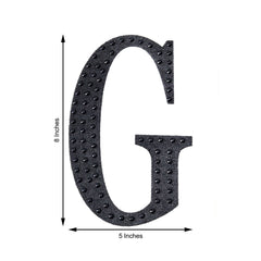 Decorative Rhinestone Alphabet "G" Letter Stickers, Glitter Adhesive Craft Letters Black DIY Sparkle Embellishments 8"