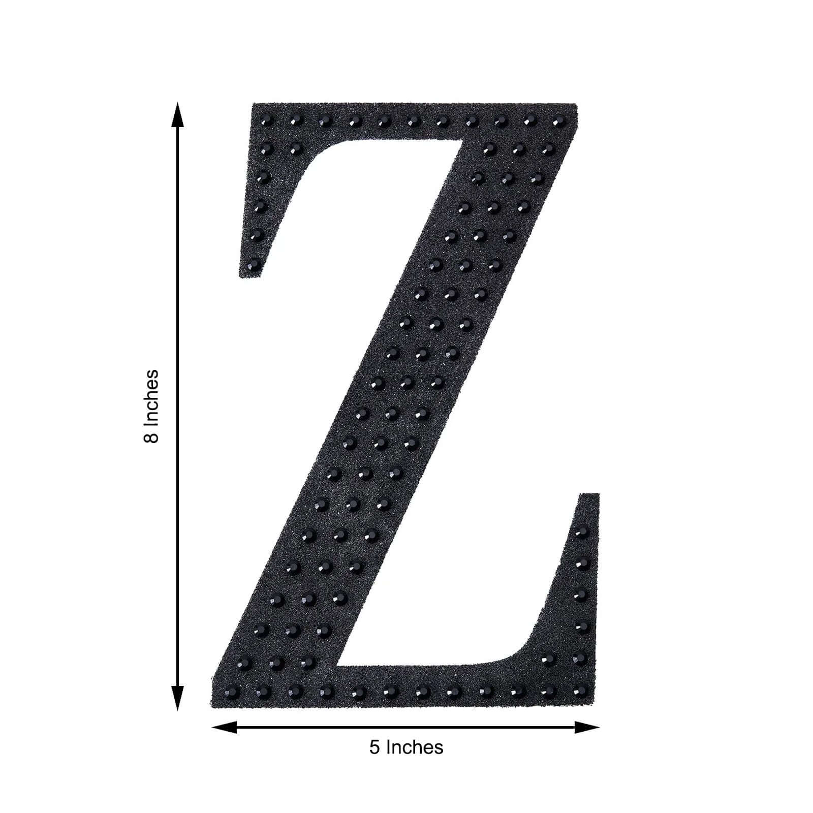 Decorative Rhinestone Alphabet "Z" Letter Stickers, Glitter Adhesive Craft Letters Black DIY Sparkle Embellishments 8"