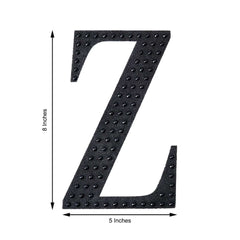 Decorative Rhinestone Alphabet "Z" Letter Stickers, Glitter Adhesive Craft Letters Black DIY Sparkle Embellishments 8"